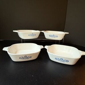 Vintage Corning Ware P-41 Petite Pan Lot of 4 Cornflower Blue Casserole USA